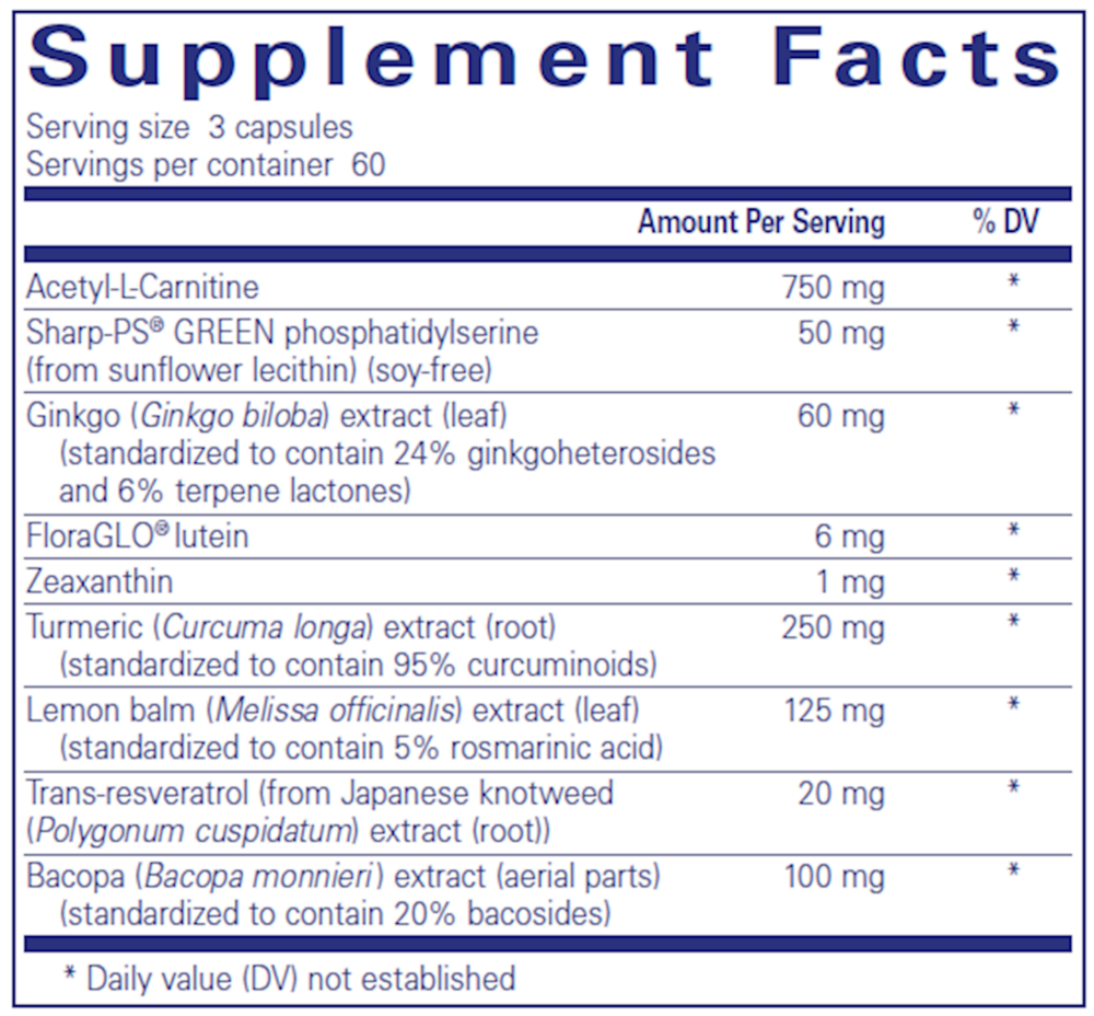 Pure Encapsulations Memory Pro 180 capsules