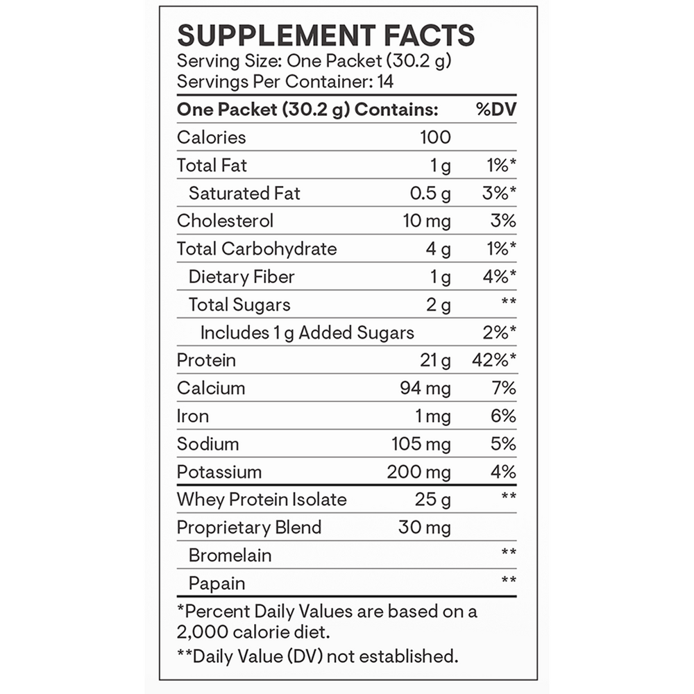 Thorne Whey Protein Isolate Chocolate Flavored 14 packets