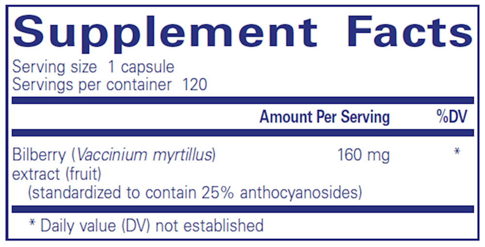 Pure Encapsulations Bilberry 160mg 120 capsules