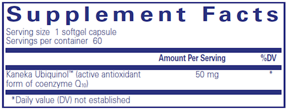 Pure Encapsulations Ubiquinol-QH 50mg 60 Softgel Capsules
