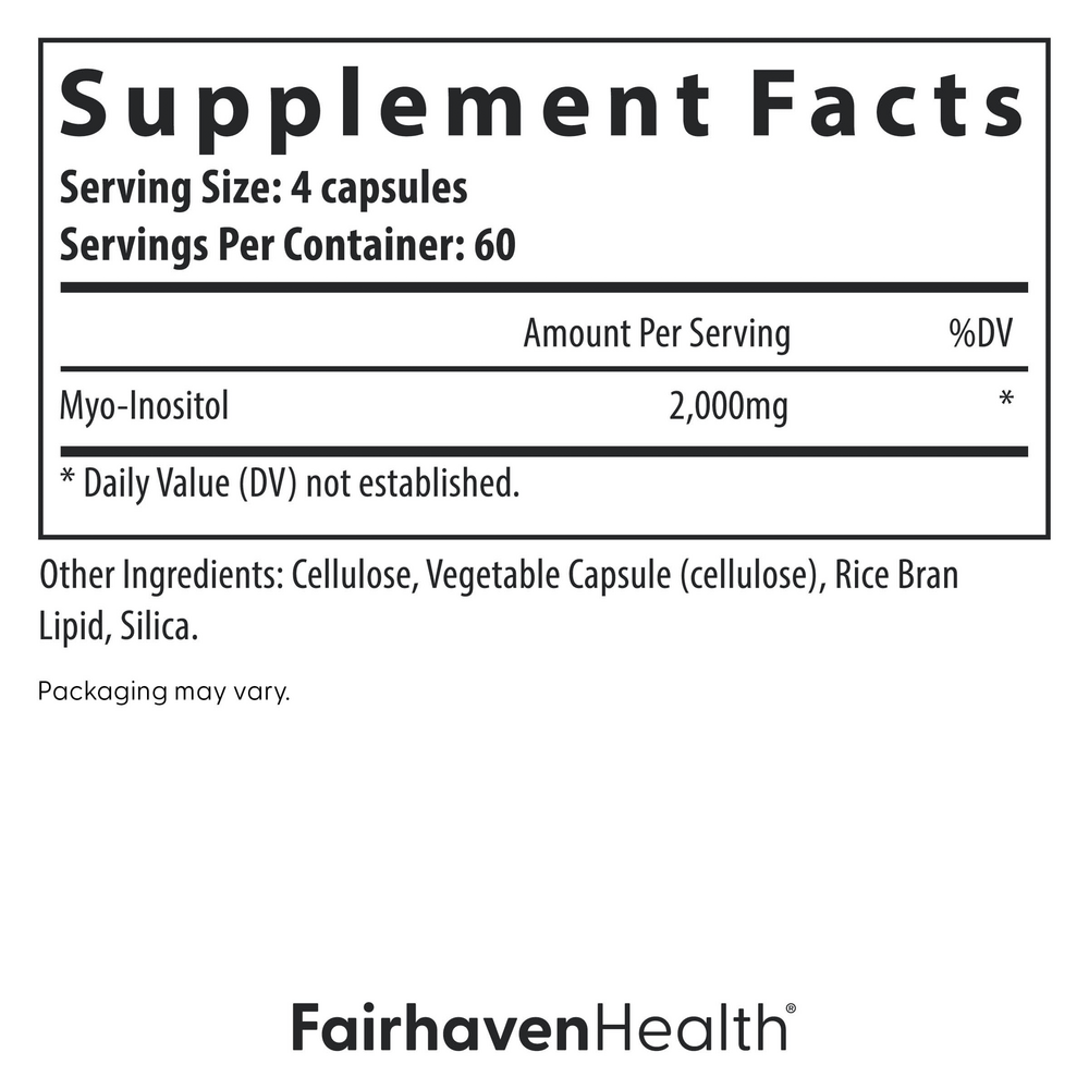 Fairhaven Health Myo-Inositol Supplement for Women and Men 240 capsules