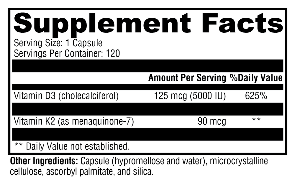 XYMOGEN K2-D3 5000 (Vitamin D3) 120 capsules