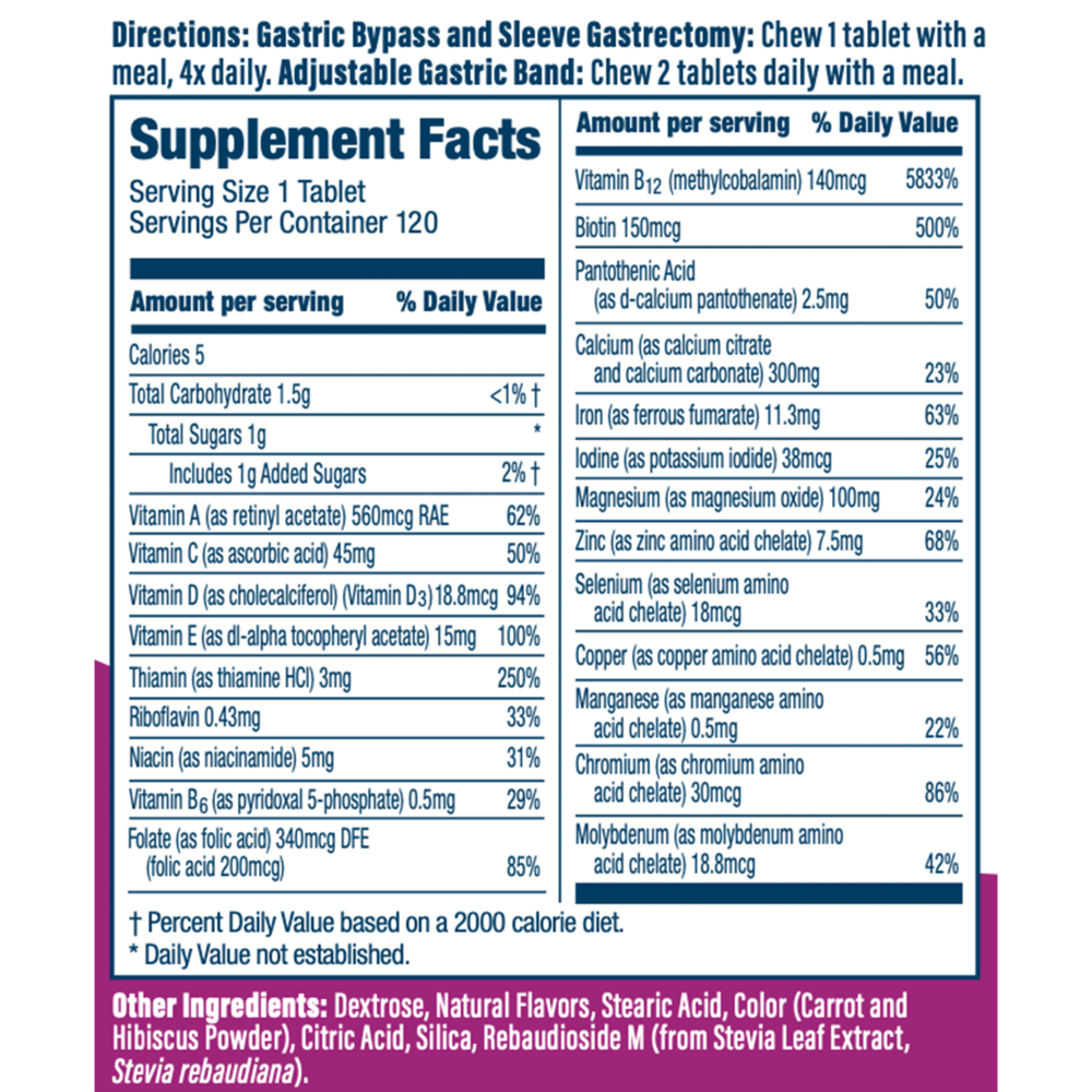 Bariatric Fusion Complete Chewable Bariatric Multivitamin, Mixed Berry 120 Chewables