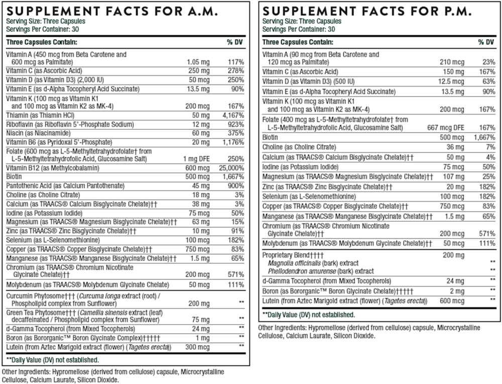 Thorne Multi-Vitamin Elite A.M & P.M. Kit 180 capsules