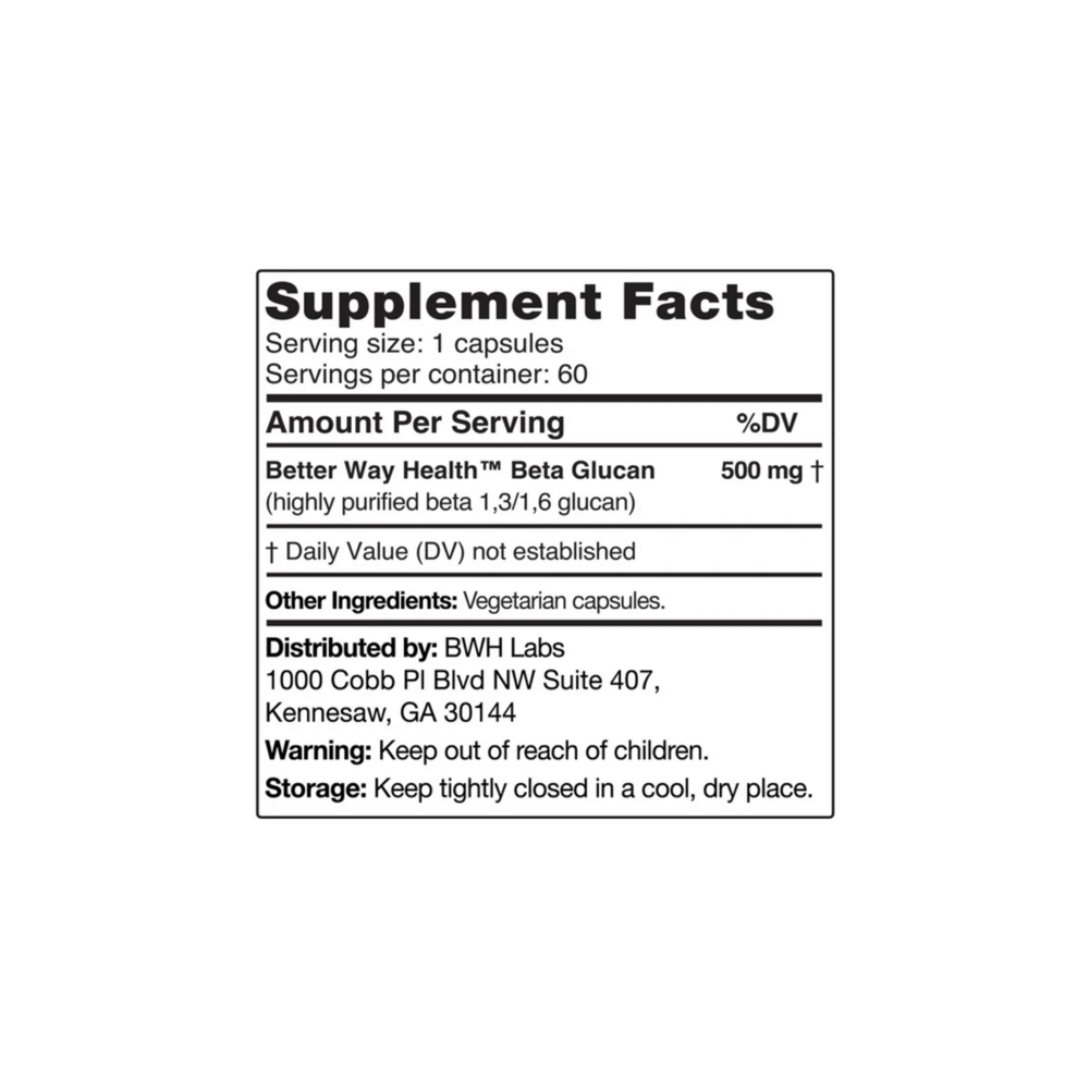 BWH Labs Beta Glucan 500mg 60 capsules