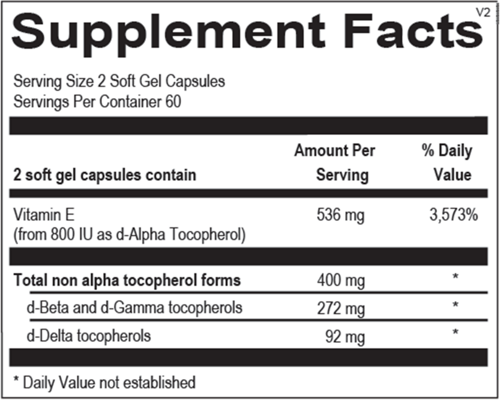 Ortho Molecular Product Natural Vitamin E Mixed Tocopherols 120 capsules