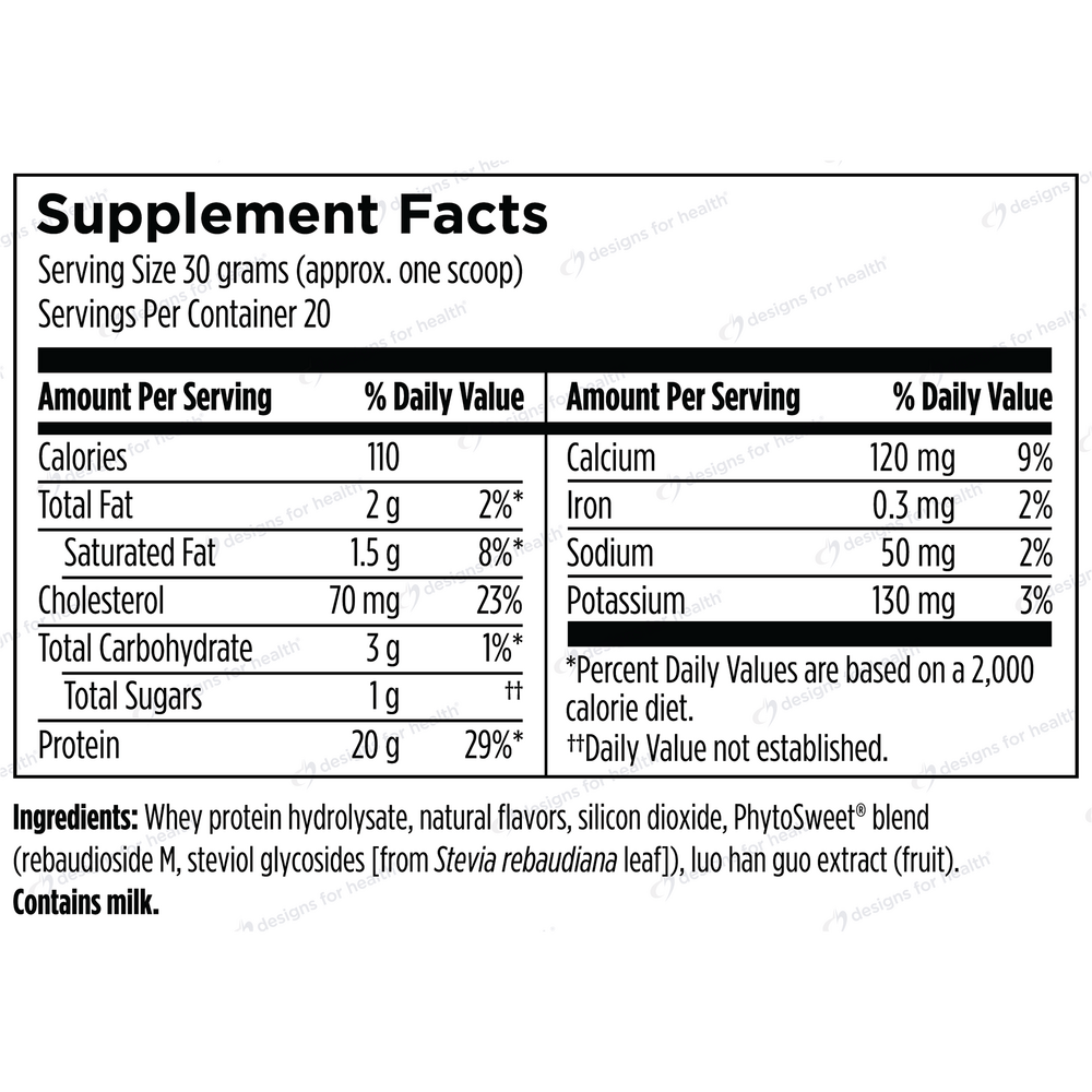 Designs For Sport Hydrolyzed Whey Protein Powder, Vanilla (California Only) 600g