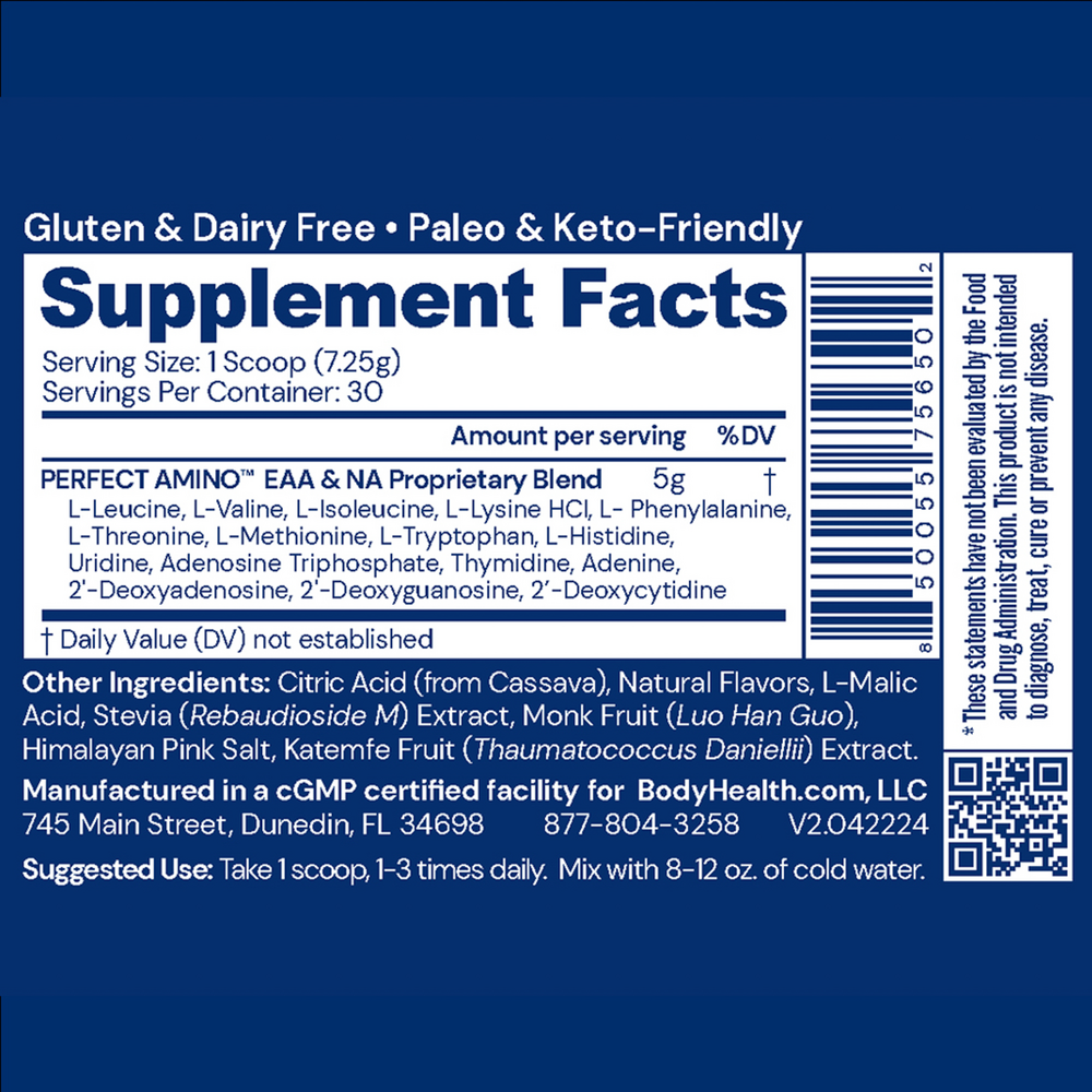 BodyHealth PerfectAmino Powder, Strawberry 217.5 Grams