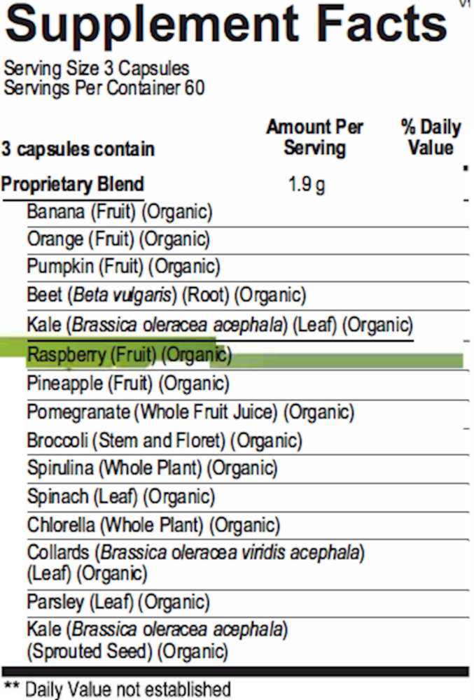 Ortho Molecular Product Indigo Greens Capsules 180 capsules