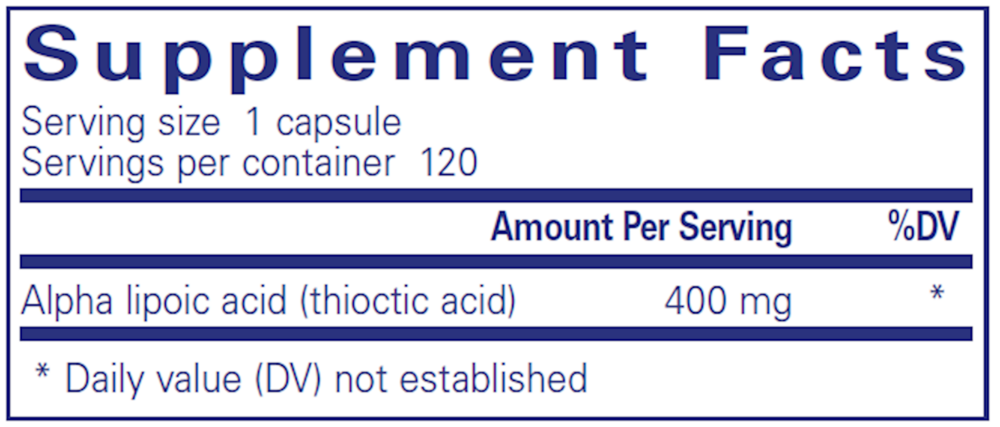 Pure Encapsulations Alpha Lipoic Acid 400mg 120 capsules