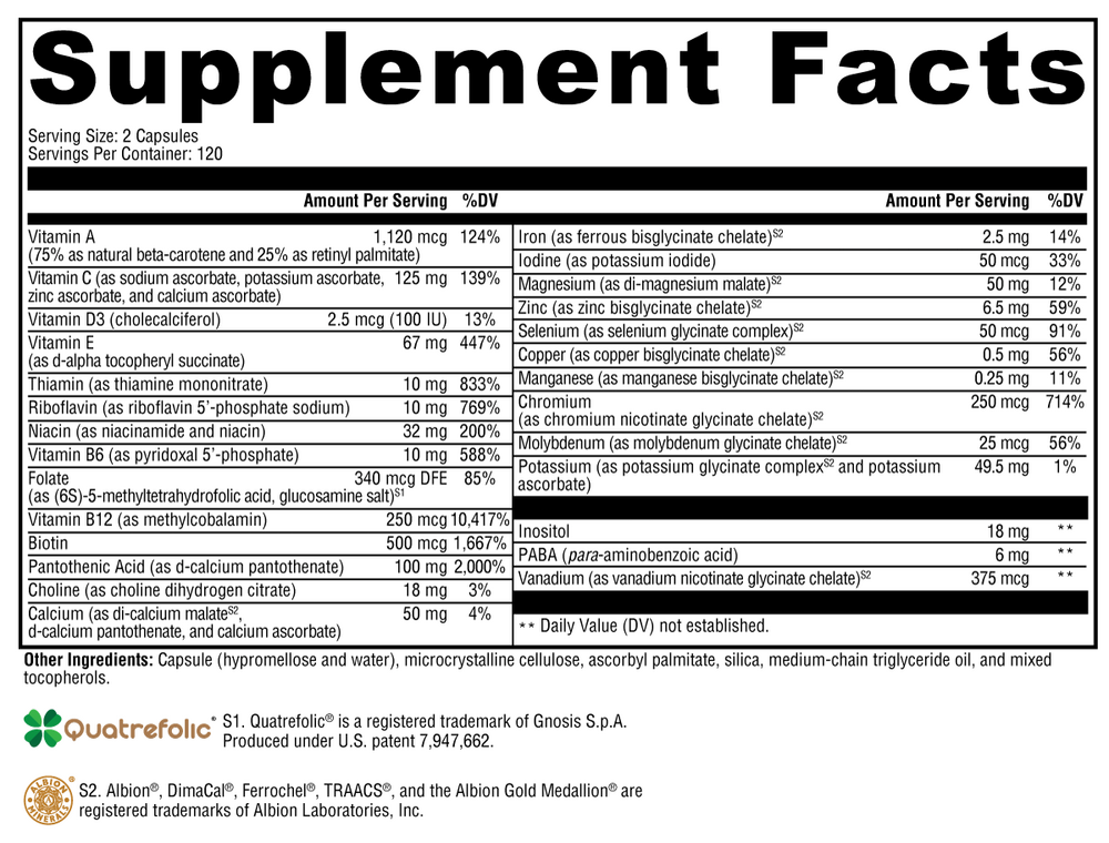 XYMOGEN ActivNutrients (Multivitamin) 240 capsules