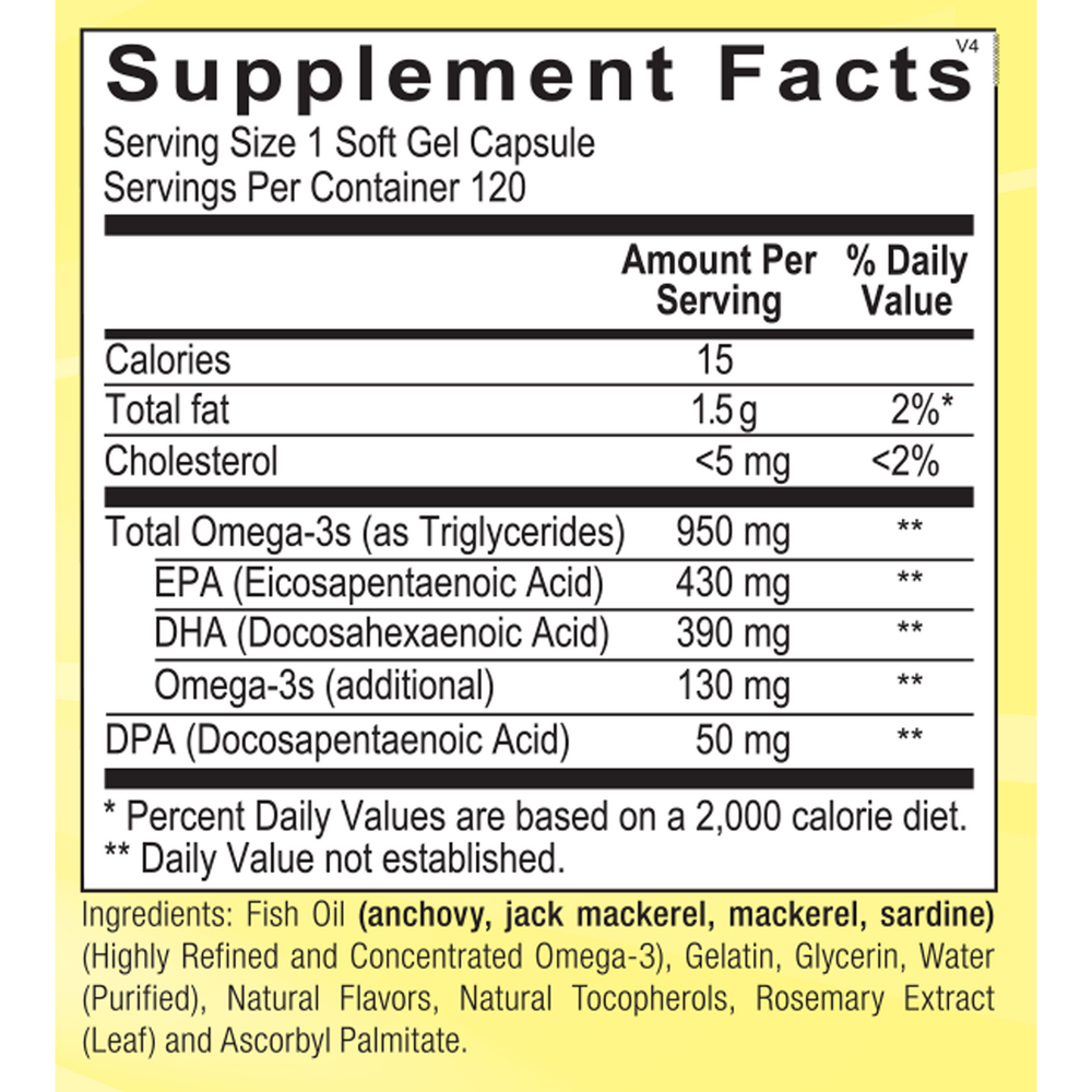 Ortho Molecular Product Omega 820 Capsules 120 Softgel Capsules