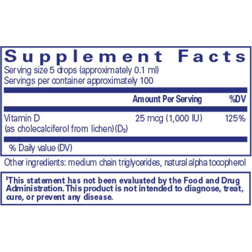 Pure Encapsulations Vitamin D3 (Vegan) Liquid 10ml
