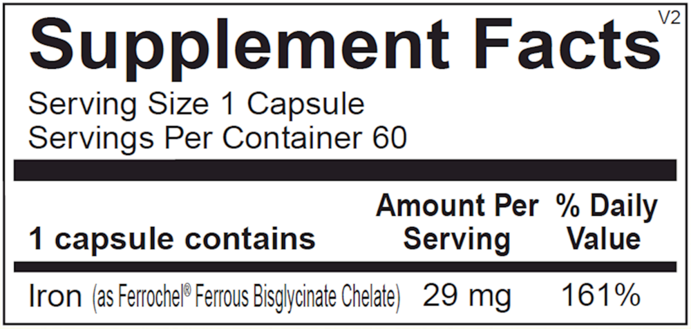 Ortho Molecular Products Reacted Iron 60 capsules