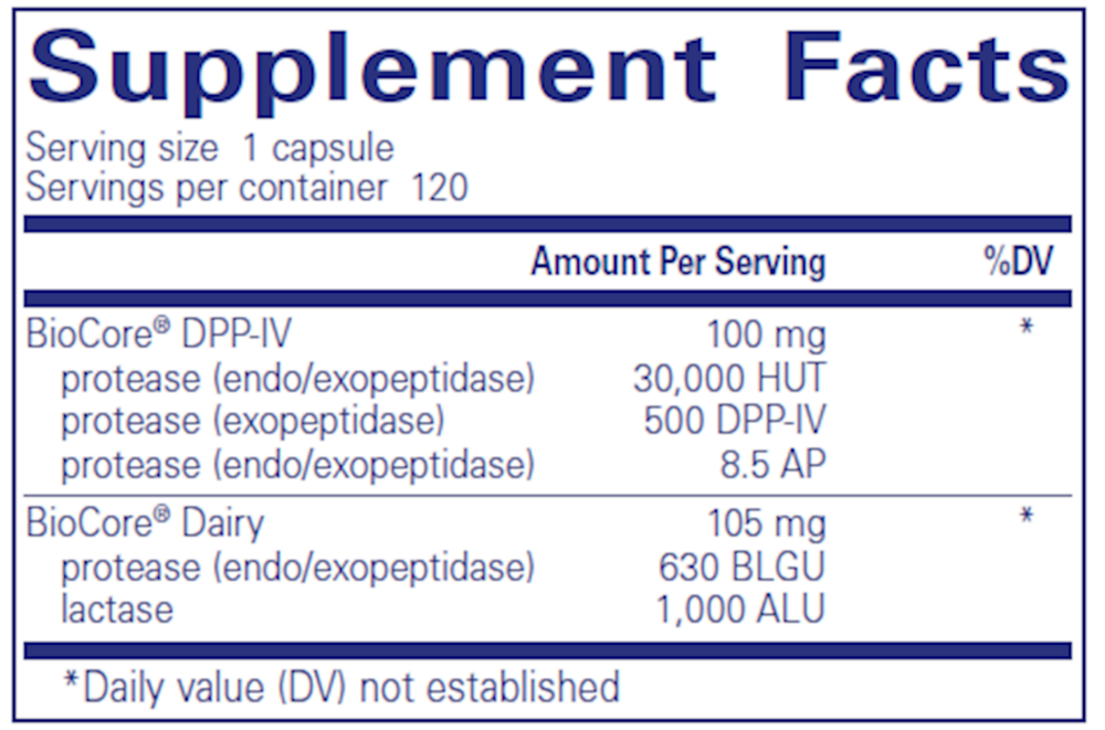 Pure Encapsulations Gluten/Dairy Digest 120 capsules