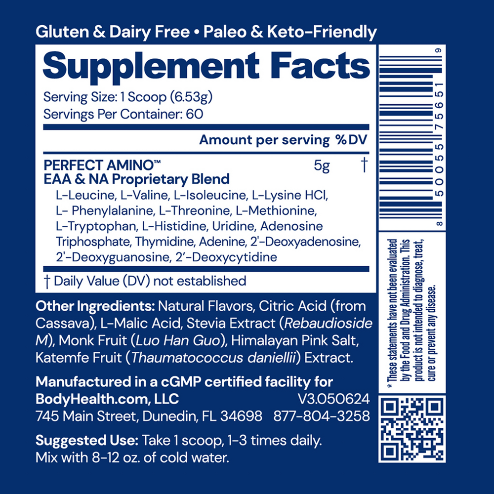 BodyHealth PerfectAmino Powder, Strawberry 391 Grams