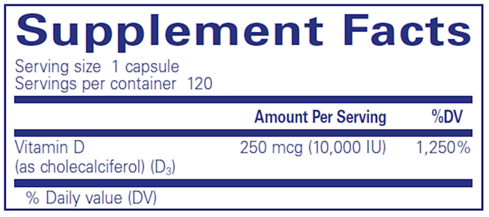 Pure Encapsulations Vitamin D3 250mcg (10,000IU) 120 capsules