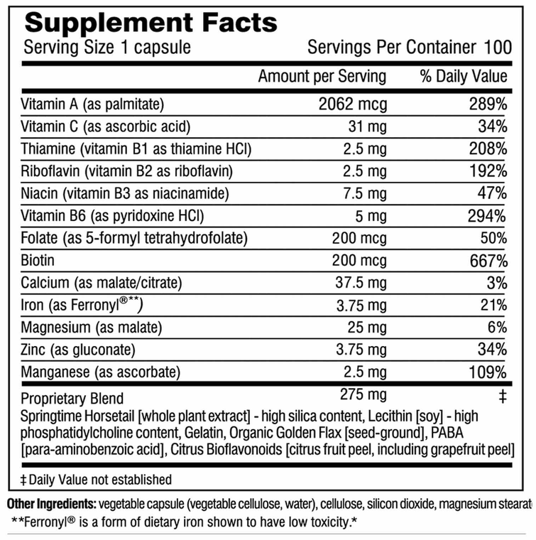 Doctor Wilson's Original Formulations Hair, Skin and Nails Plus 100 capsules