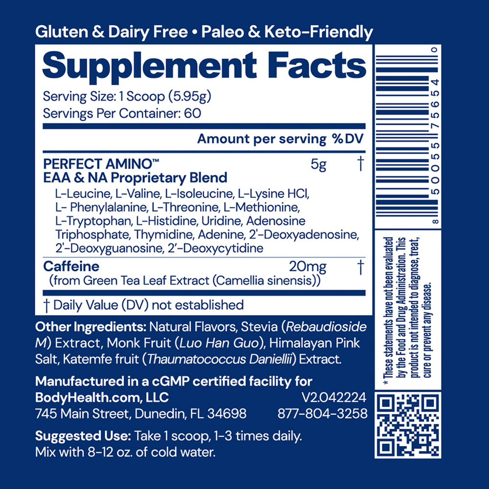 BodyHealth PerfectAmino Powder, Mocha 384 Grams