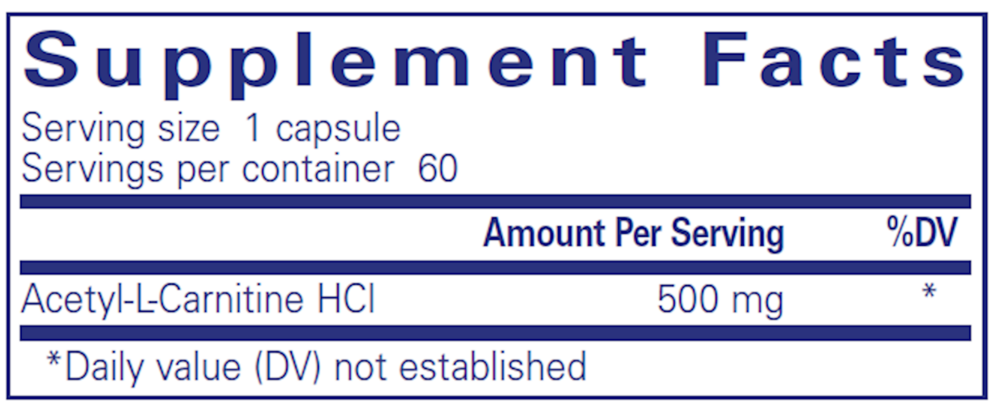 Pure Encapsulations Acetyl-L-Carnitine 500mg 60 capsules