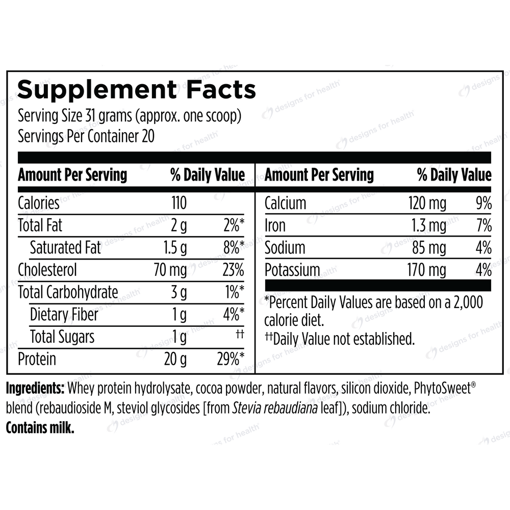 Designs For Sport Hydrolyzed Whey Protein Powder, Chocolate (California Only) 620g