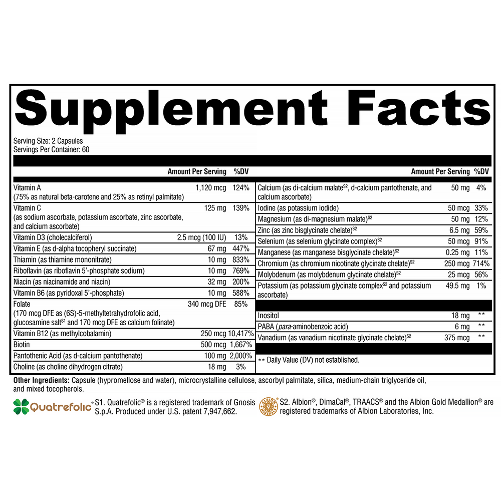 XYMOGEN ActivNutrients Without Copper & Iron (Multivitamin) 120 capsules
