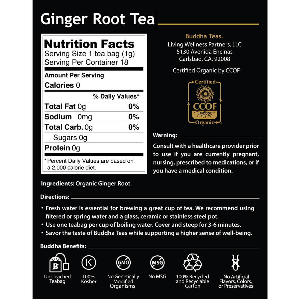 Buddha Teas Ginger Root Tea 18 Count