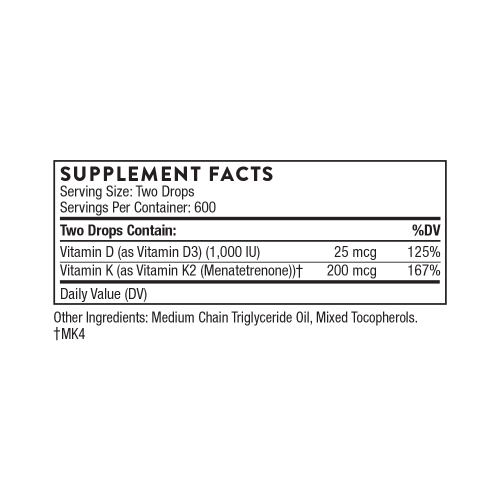 Thorne Vitamin D + K2 Liquid 30ml