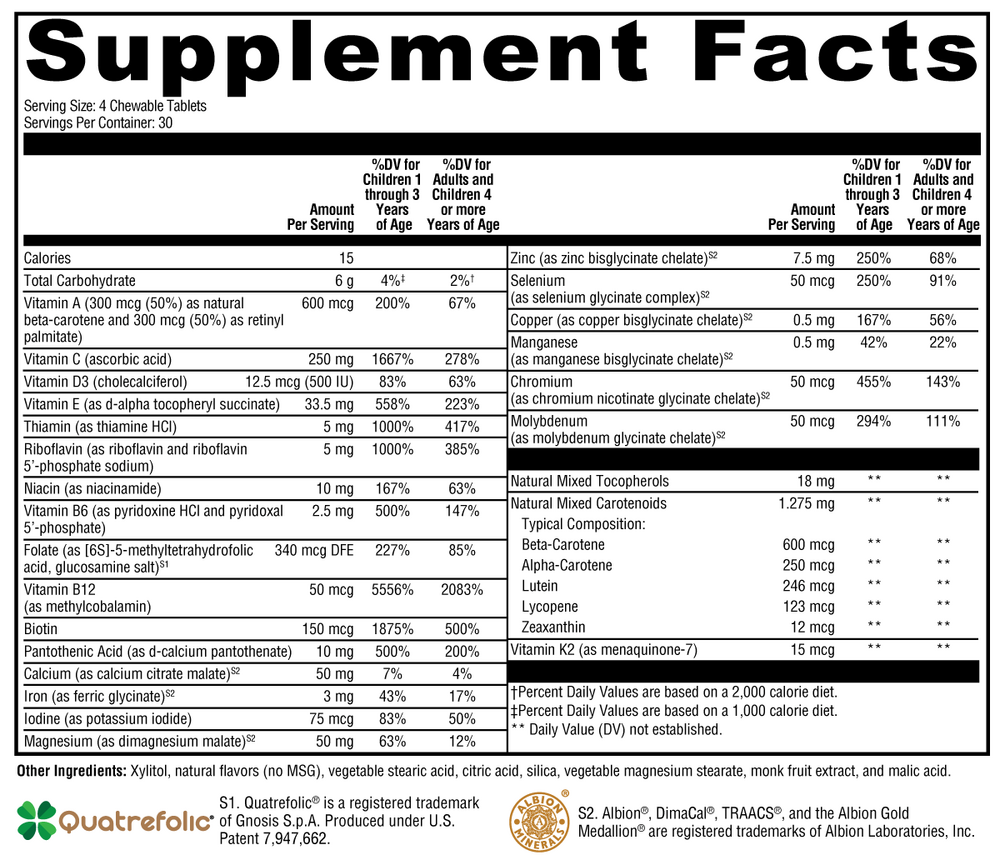 XYMOGEN ActivNutrients Chewable Mixed Berry (Multivitamin) 120 tablets