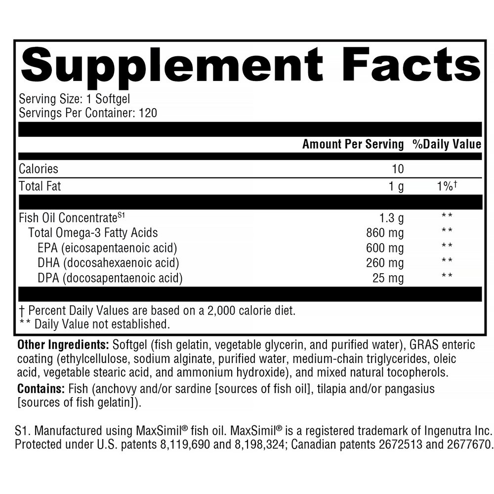 XYMOGEN Omega MonoPure 1300 EC (Fish Oil) 120 softgels