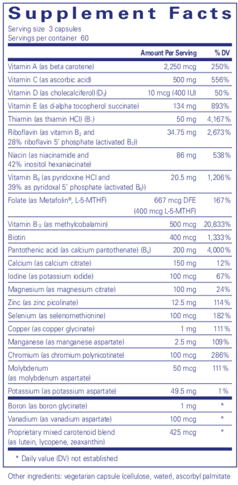 Pure Encapsulations Nutrient 950 W/O Iron 180 capsules