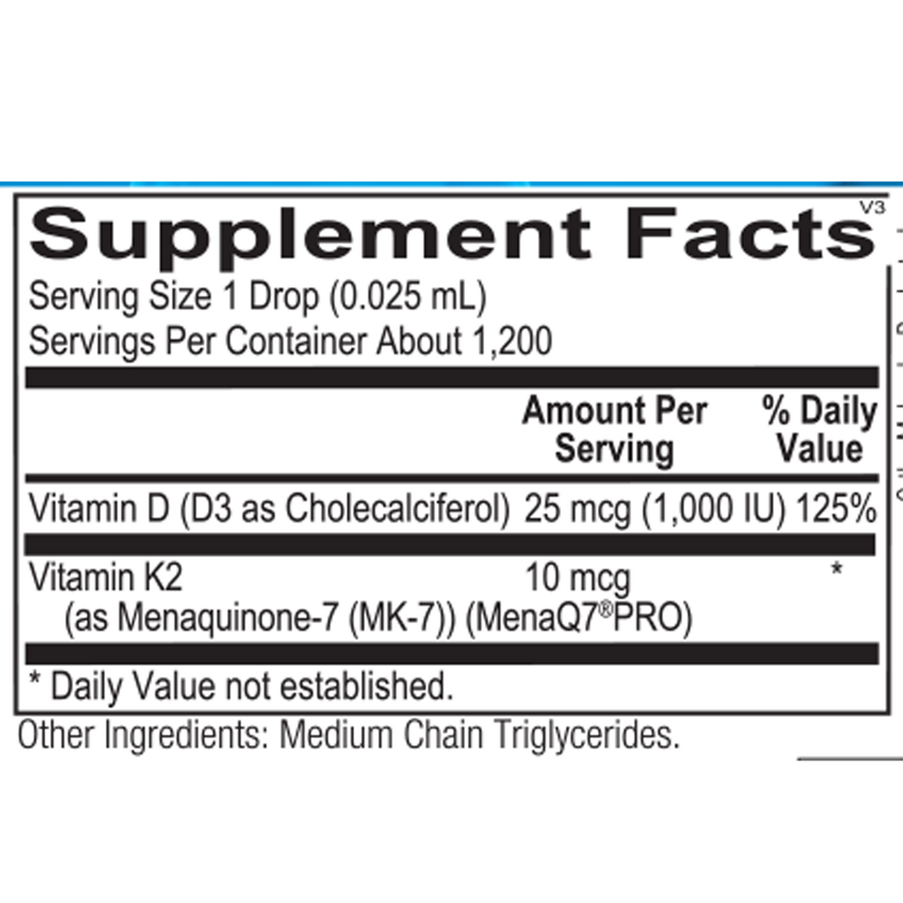 Ortho Molecular Product Vitamin D3 with K2 Liquid 1 oz