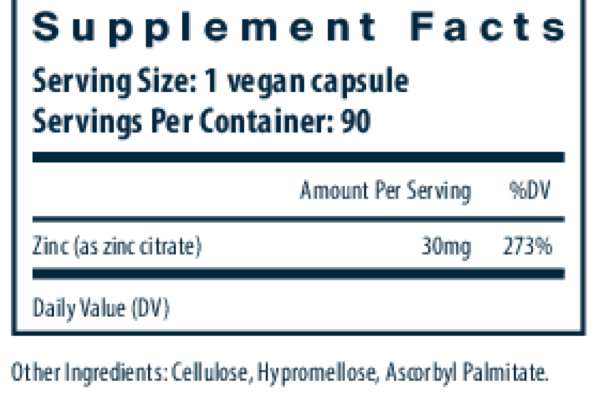 Vital Nutrients Zinc (Citrate) 30mg 90c 90 capsules