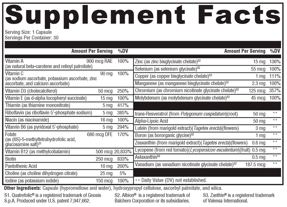 XYMOGEN Multi BasiX (Multivitamin) 30 capsules
