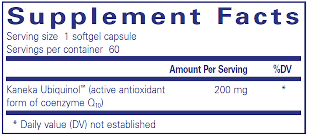 Pure Encapsulations Ubiquinol-QH 200mg 60 Softgel Capsules