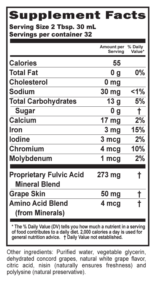 Buried Treasure Fulvic Minerals, Grape 990ml