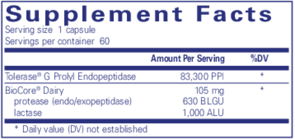 Pure Encapsulations Gluten/Dairy Digest 60 capsules