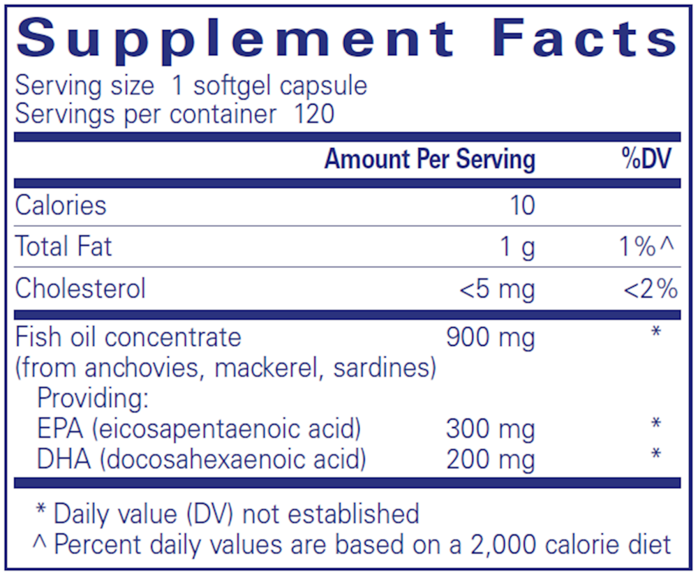 Pure Encapsulations EPA/DHA With Lemon 120 Softgel Capsules