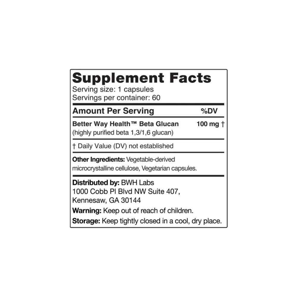 BWH Labs Beta Glucan 100mg 60 capsules