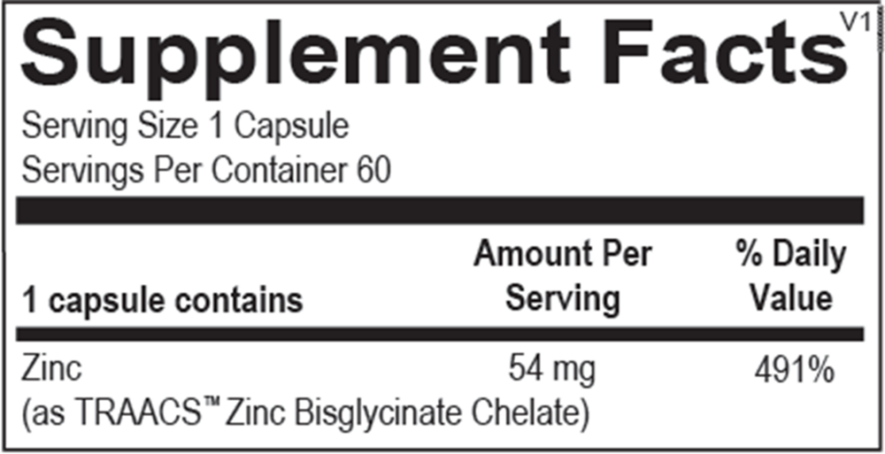 Ortho Molecular Products Reacted Zinc 60 capsules