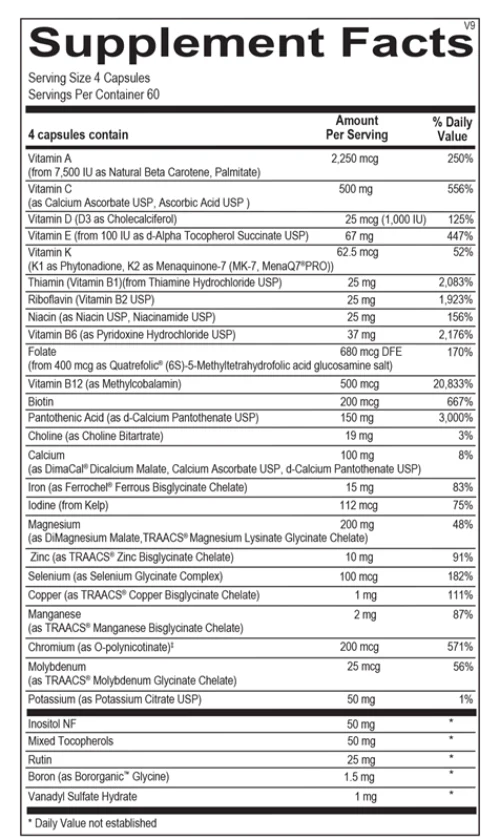 Ortho Molecular Products Alpha Base Capsules with Iron — 240 Capsules