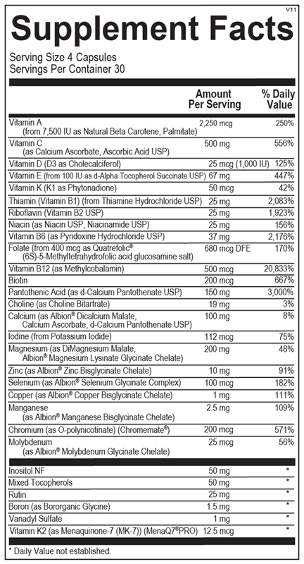 Ortho Molecular Products Alpha Base Without Iron — 120 Capsules