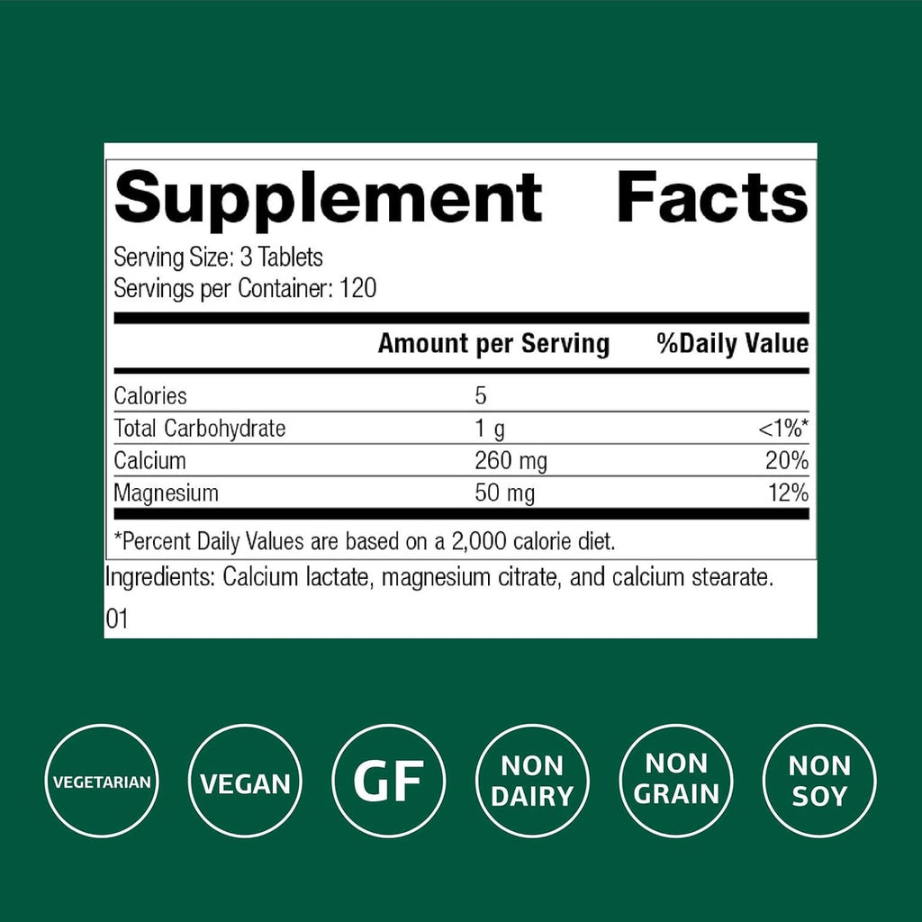 Standard Process Calcium Lactate, Bone & Immune Supplement, 360 Tablets