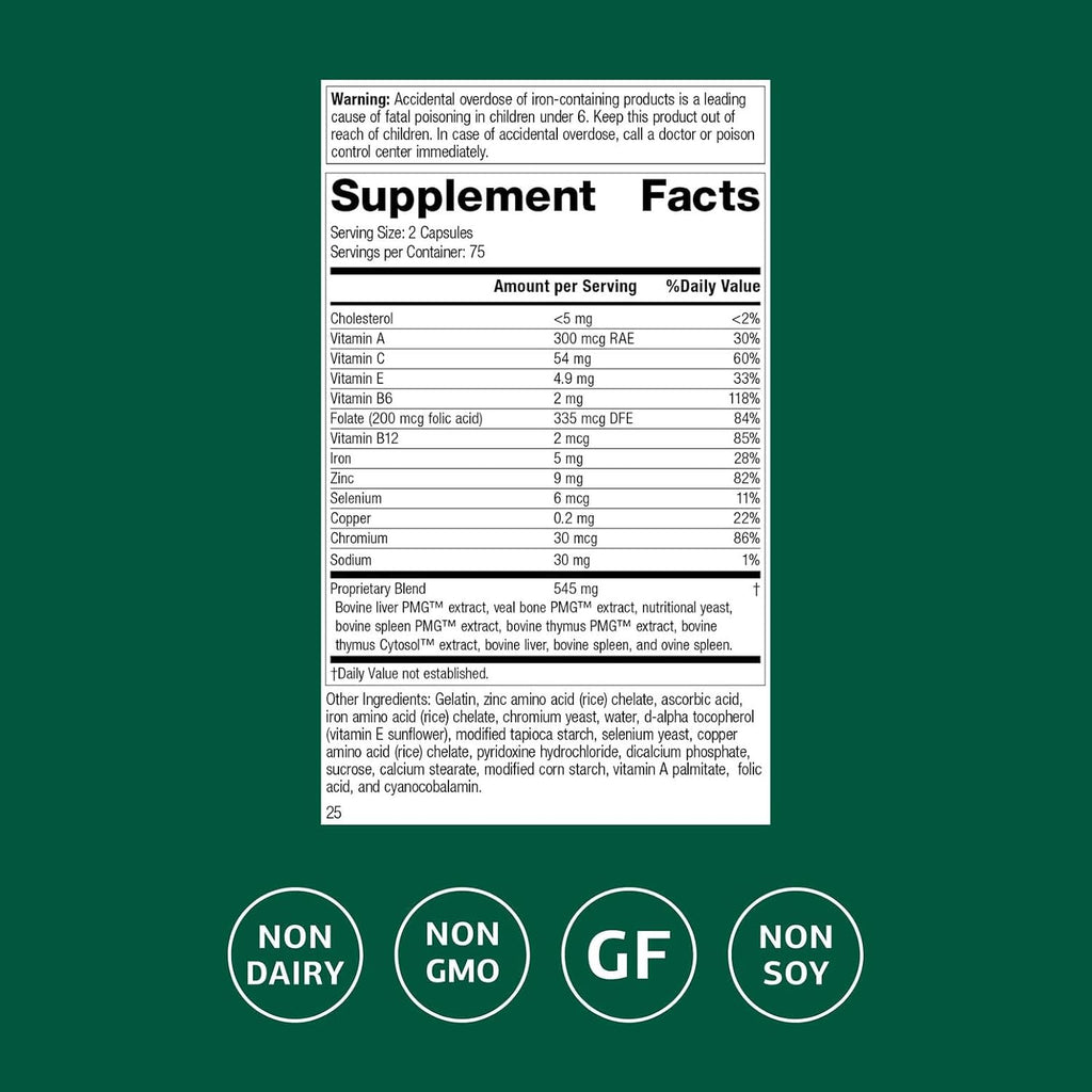 Standard Process Immuplex, Daily Immune Support Supplement, 150 Capsules