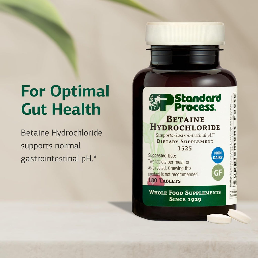 Standard Process Betaine Hydrochloride GI pH Support, 180 Tablets