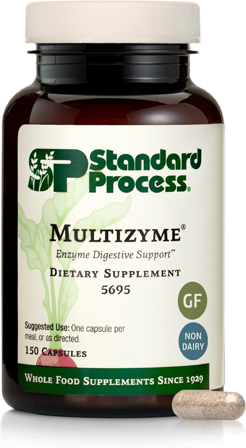 Standard Process Multizyme, Pancreatic Enzyme Digestive Aid, 150 Capsules