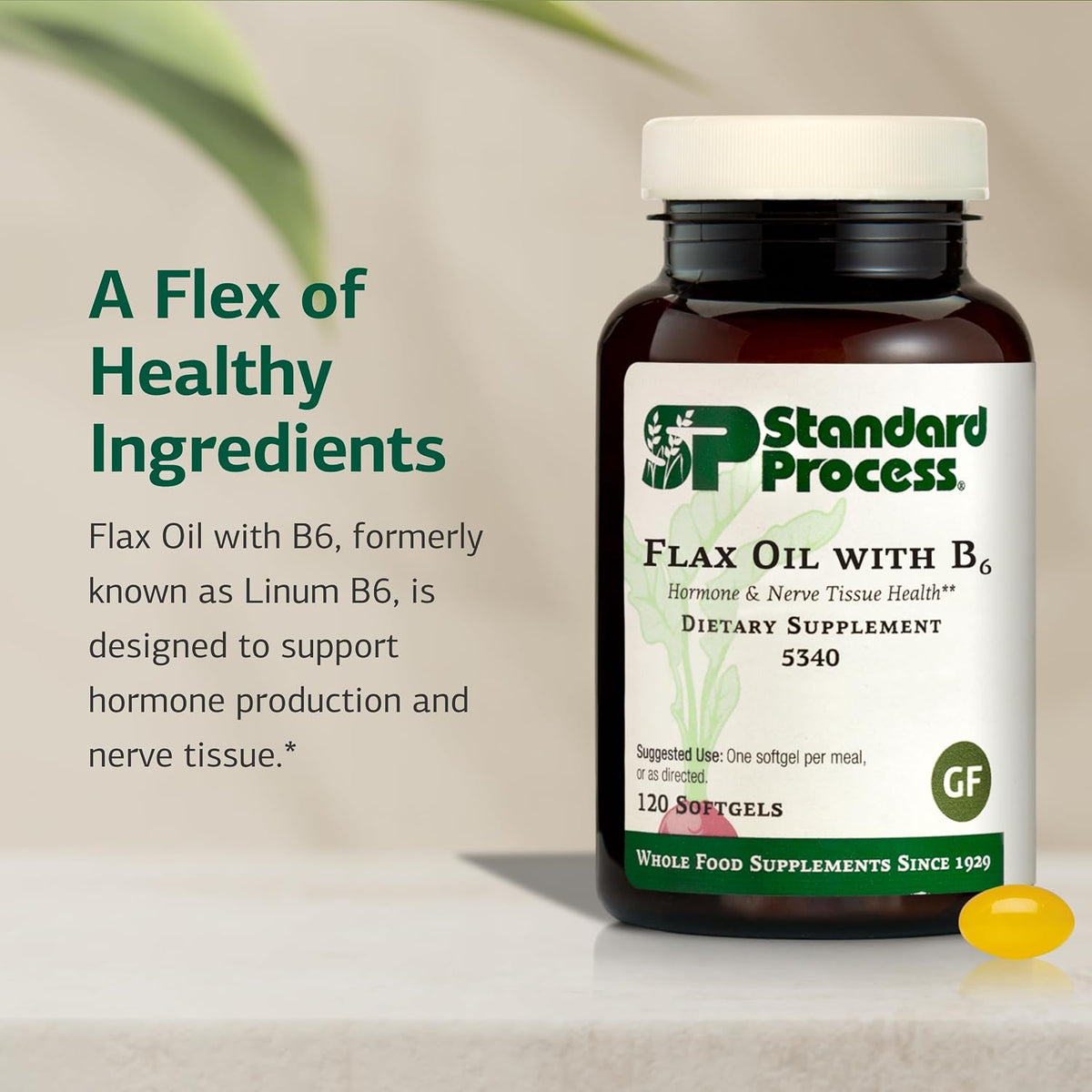 Standard Process Flax Oil with B6, Hormone & Nerve Tissue, 120 SoftgelsStandard Process Flax Oil with B6, Hormone & Nerve Tissue, 120 Softgels