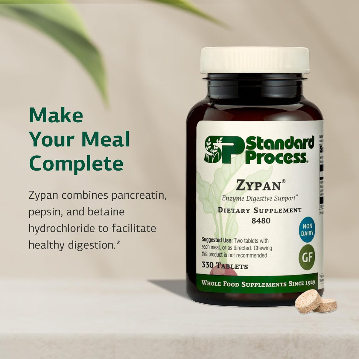 Standard Process Zypan, Digestive Health Enzyme Supplement, 330 Tablets