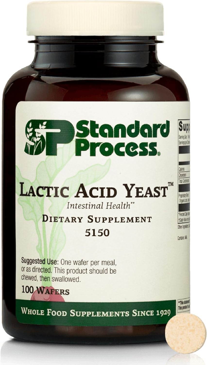 Standard Process Lactic Acid Yeast, Digestive & Gut Health, 100 Wafers