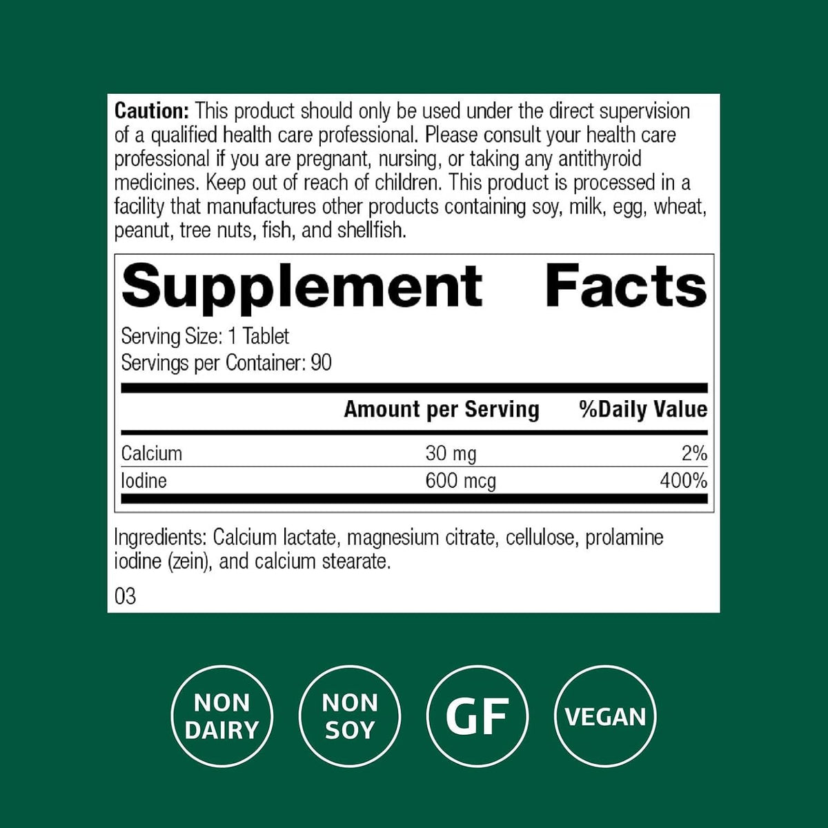 Standard Process Prolamine Iodine, Thyroid & Endocrine Support, 90 Tablets